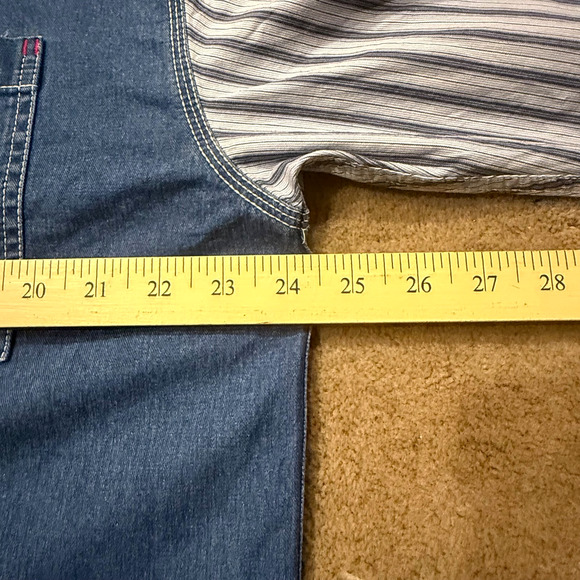 Vintage Bugle Boy Denim Striped Shirt Mens Large Long Sleeves 100% Cotton - Picture 4 of 7